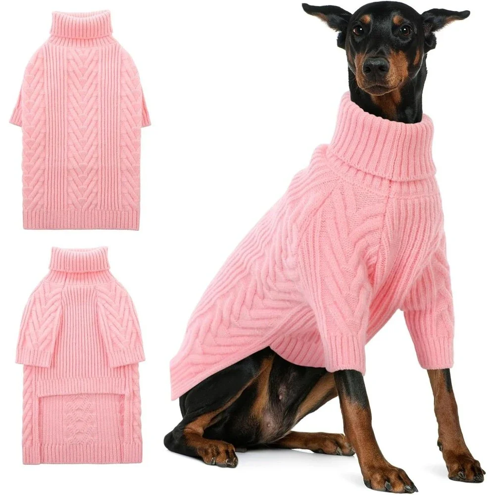 Dog Sweater Size 4XL Pink Pet Sweatshirt Turtleneck Pullover Arctic Valvet, Wool